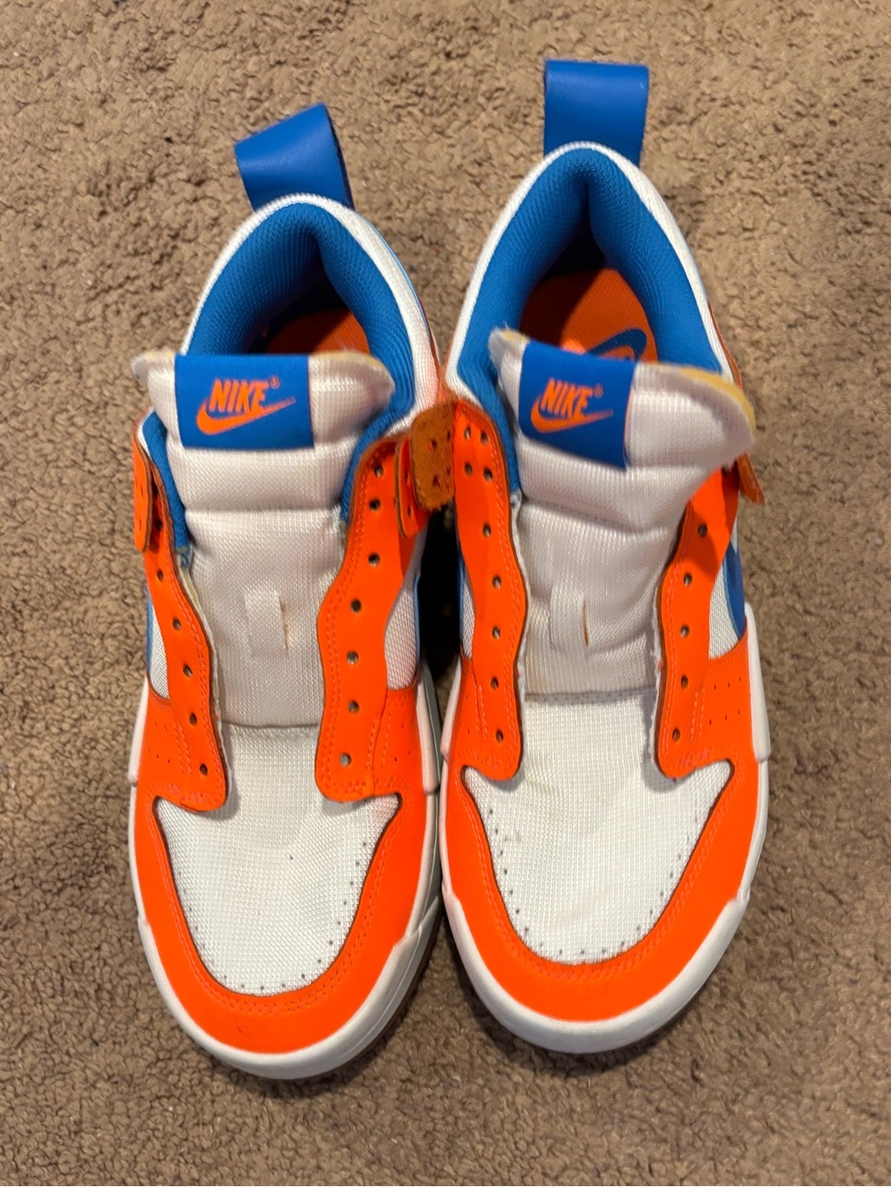 Nike Orange, White & Blue Low-Top Dunks Sneakers Go Knicks (No Laces) W10 M8